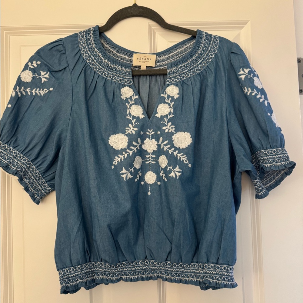 Sezane Marru Blouse Light Chambray - Size 44
